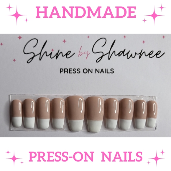 Handmade Luxury Press-On Nails | Sturdy & Reusable | MOCHA FRENCH TIPS - Picture 1 of 7